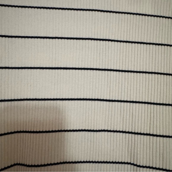 Vince Ribbed Elbow Sleeve Top XXS NWT Cream Blue Luxury Knit Tee - Picture 5 of 13